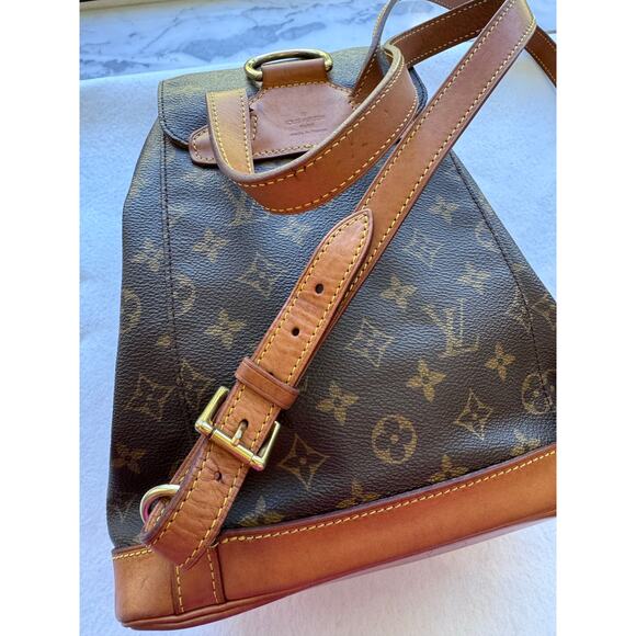 Vintage Louis Vuitton Montsouris MM Monogram Backpack Brown Leather Trim - Picture 7 of 14
